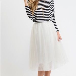 ELOISE IVORY TULLE MIDI SKIRT -Morning Lavender